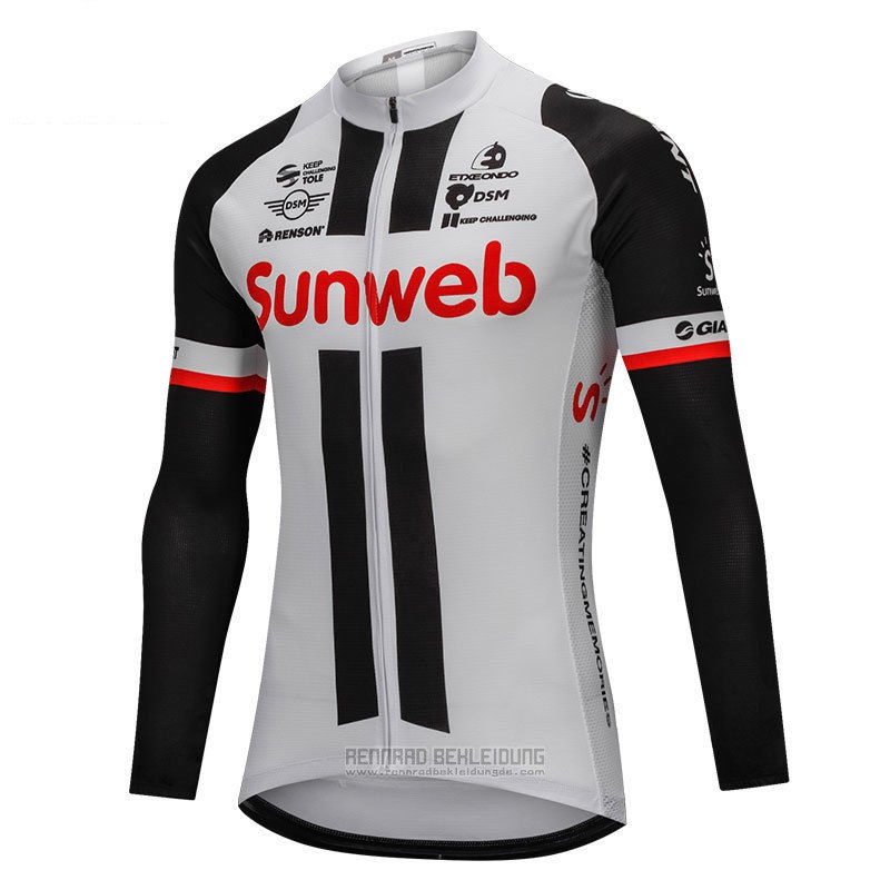 2018 Fahrradbekleidung Sunweb Grau und Shwarz Trikot Langarm und Tragerhose